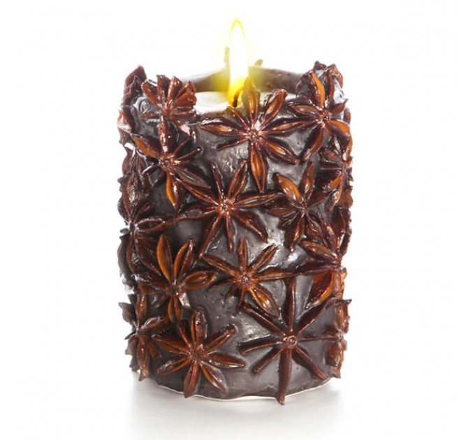 Свеча-эко ручной работы SPICY NIGHT dark со звездочками аниса Chocolatte